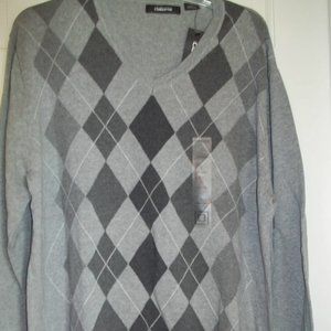 CLAIBORNE MEN'S SIZE L. PULLOVER SWEATER GRAPHITE HEATHER V-NECK GRAY NWT